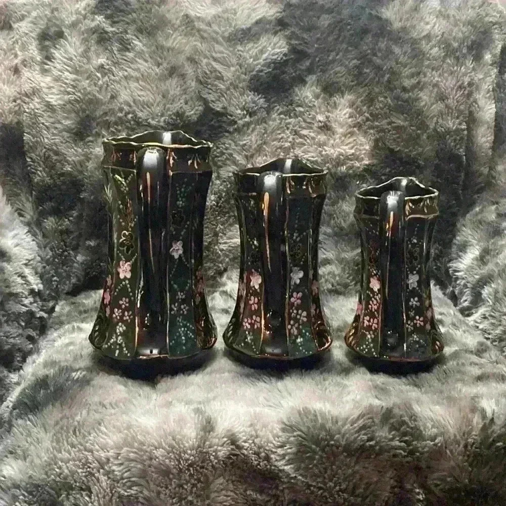 3 Black Glazed Pottery  antique style water jugs - Picture 3 of 15